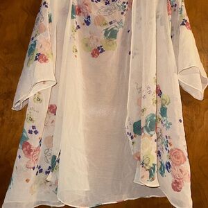 Floral Sheer Kimono with Colorful Accents